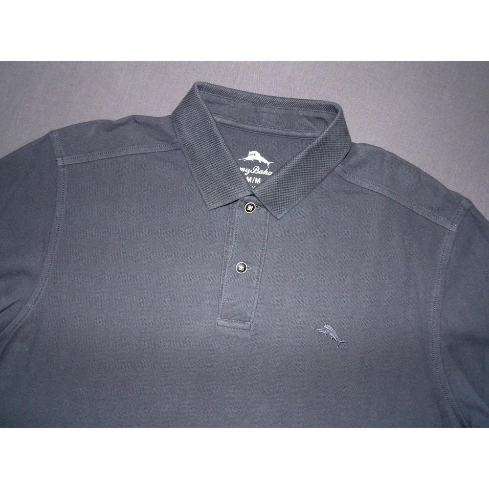 Tommy Bahama Short Sleeved Knit Marlin Logo Gray Polo Golf Shirt Men's‎ Medium